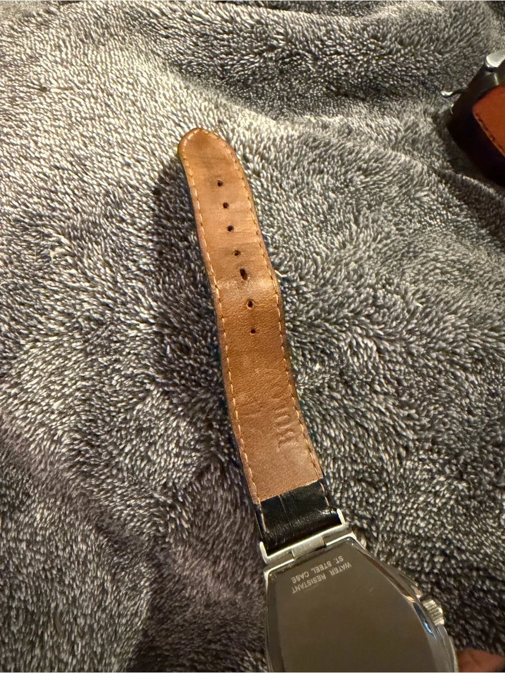 Bulova Silver-Toned Dial Watch with Black Strap